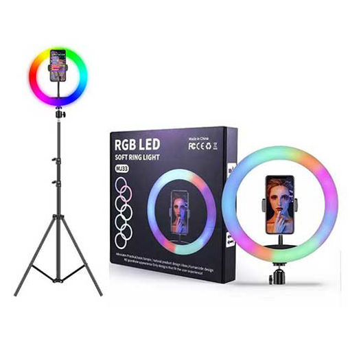 رینگ لایت حرفه ای عکاسی همراه با سه پایه مدل MJ33-RGB