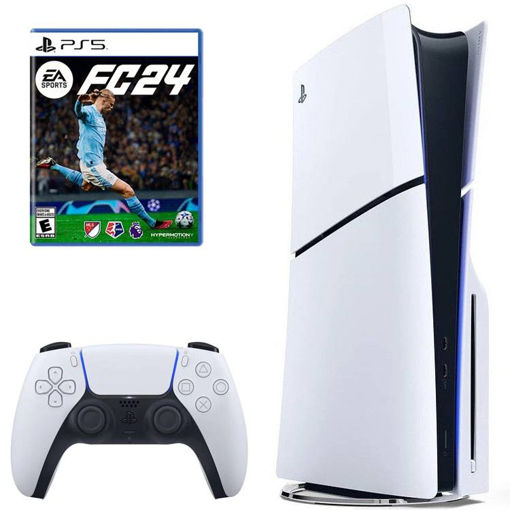 کنسول بازی سونی مدل PlayStation 5 Slim ظرفیت یک ترابایت ریجن 2000 آسیا به همراه بازی EA Sports FC 24